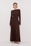 HADLEY CHOC SLEEVED KNIT MAXI DRESS - PRE ORDER