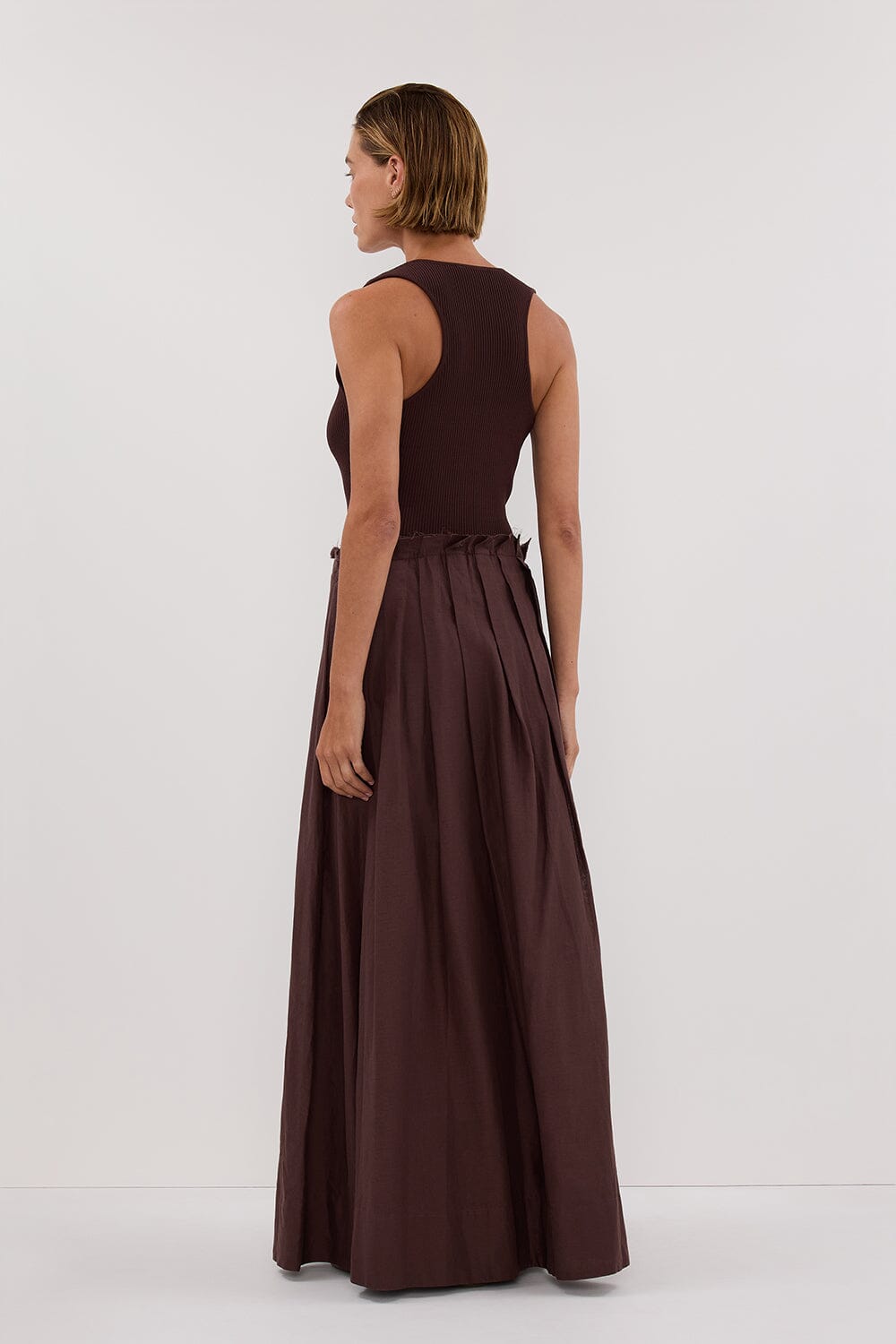 HOLLY BITTER CHOC HYBRID MIDI DRESS Clothing DISSH Boutiques 