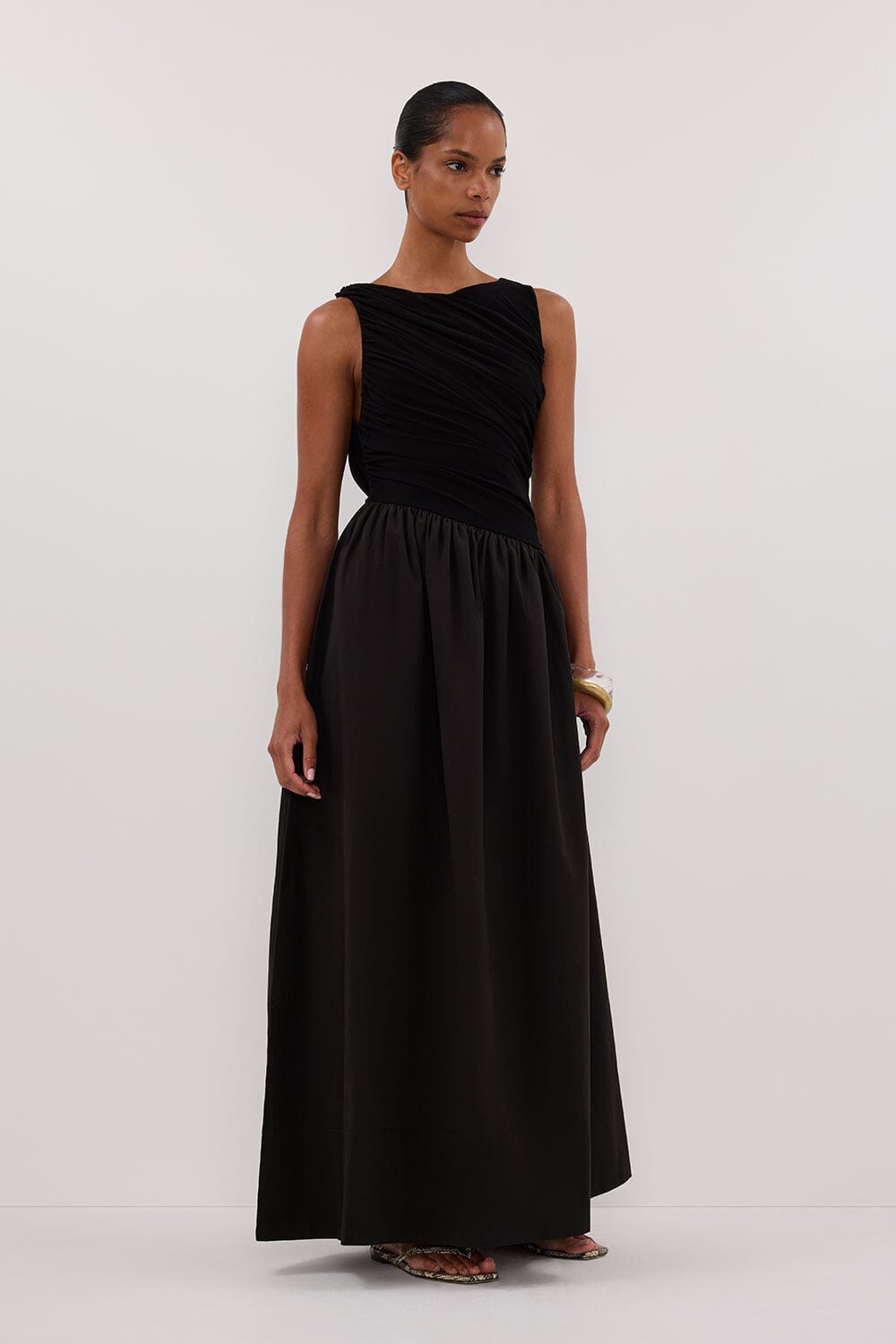 ALEXANDRA BLACK HYBRID MIDI DRESS Clothing DISSH Boutiques 