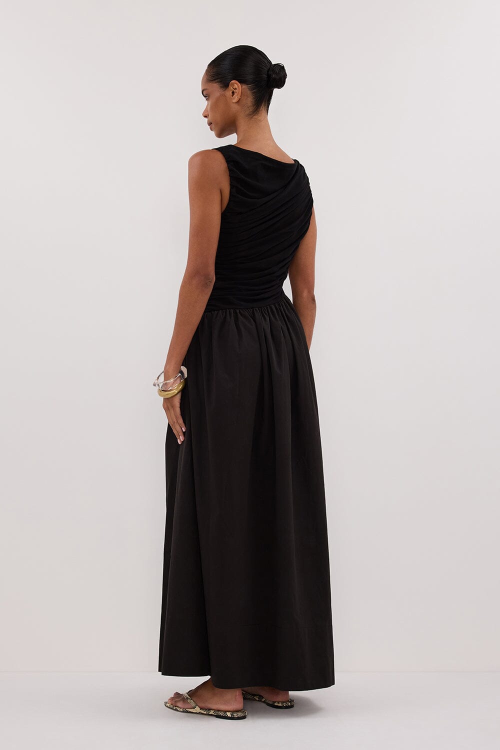 ALEXANDRA BLACK HYBRID MIDI DRESS Clothing DISSH Boutiques 