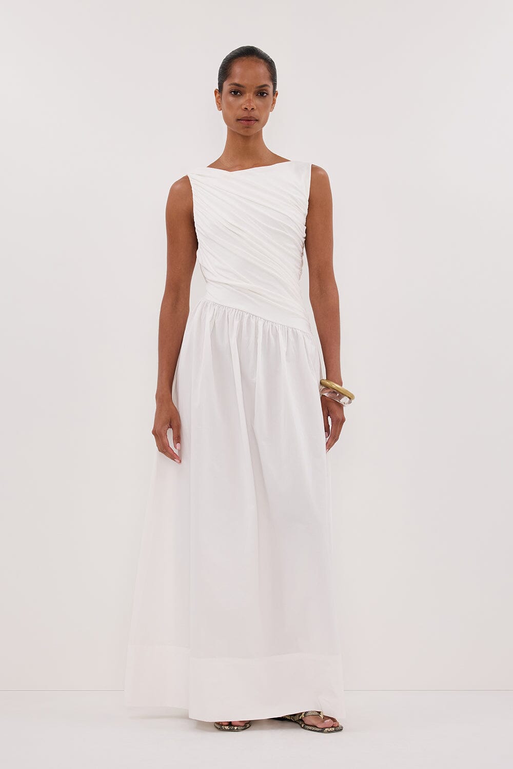 ALEXANDRA WHITE HYBRID MIDI DRESS Clothing DISSH Boutiques 12 WHITE 