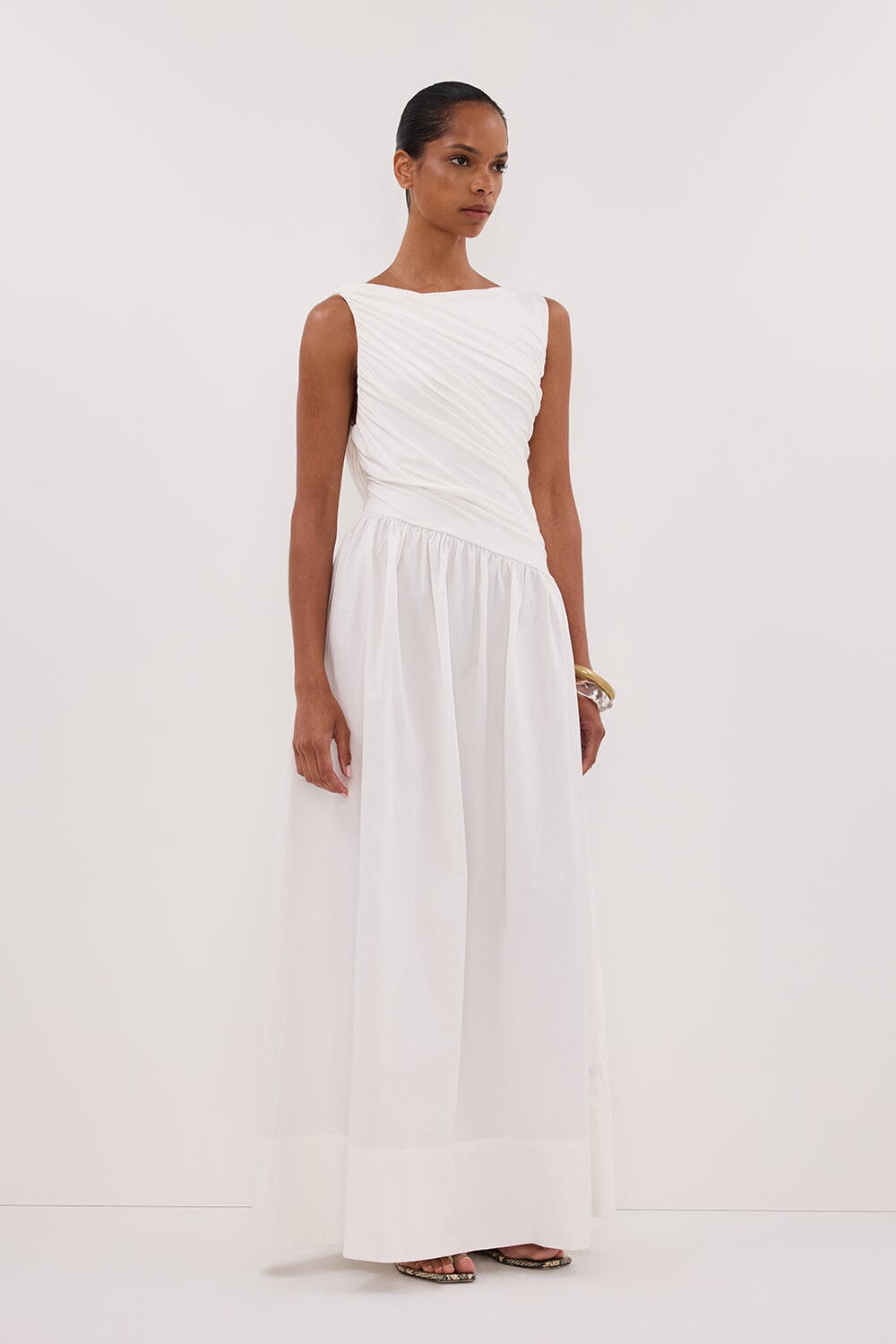 ALEXANDRA WHITE HYBRID MIDI DRESS Clothing DISSH Boutiques 