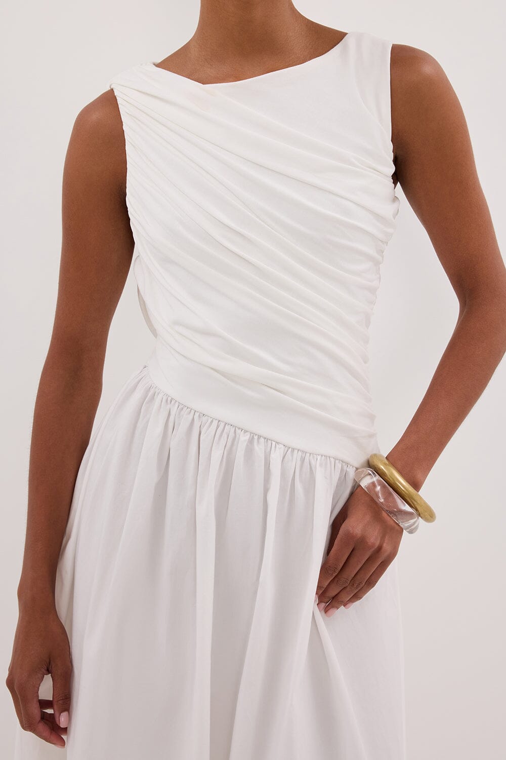 ALEXANDRA WHITE HYBRID MIDI DRESS Clothing DISSH Boutiques 
