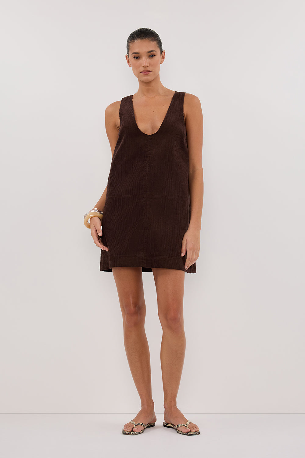 MILA CHOC COTTON CORD MINI DRESS Clothing DISSH Boutiques 