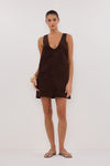 MILA CHOC COTTON CORDUROY MINI DRESS