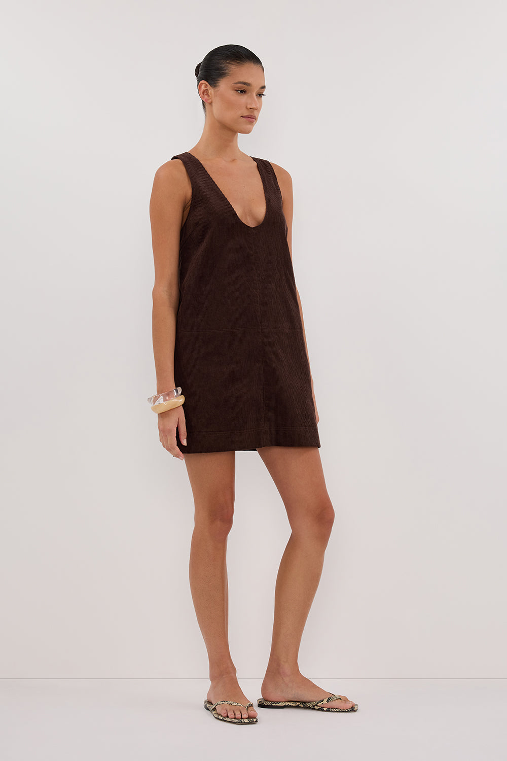 MILA CHOC COTTON CORD MINI DRESS Clothing DISSH Boutiques 