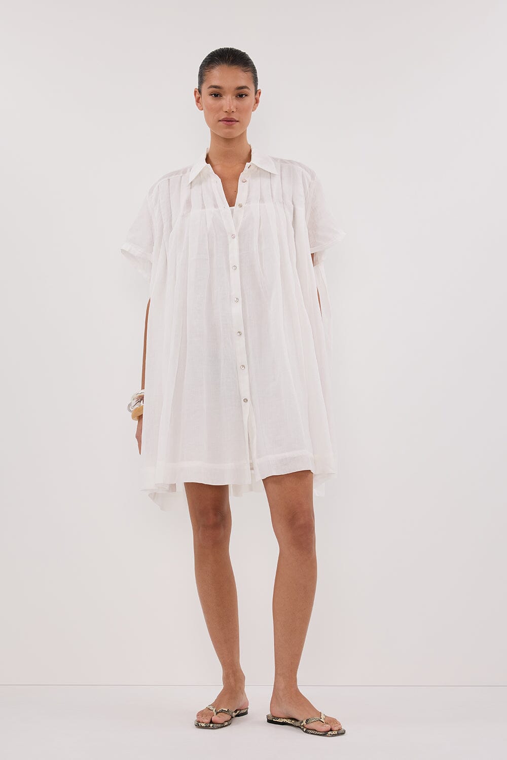 CARMEL WHITE RAMIE MINI DRESS Clothing DISSH Boutiques 6 WHITE 