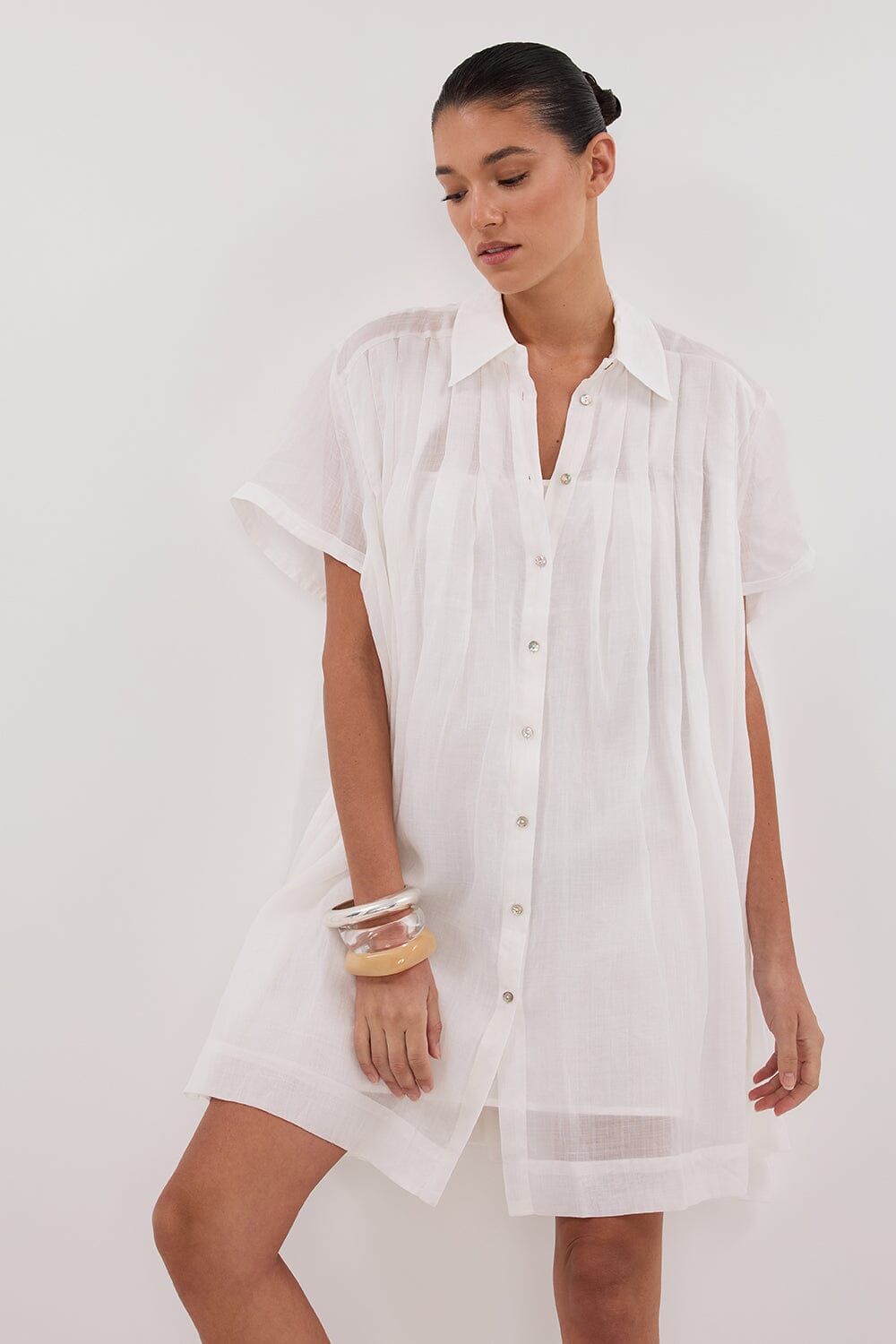 CARMEL WHITE RAMIE MINI DRESS Clothing DISSH Boutiques 