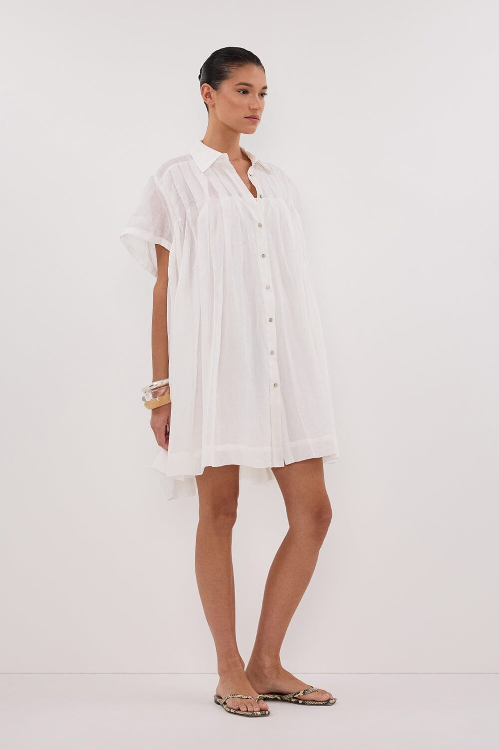 CARMEL WHITE RAMIE MINI DRESS Clothing DISSH Boutiques 