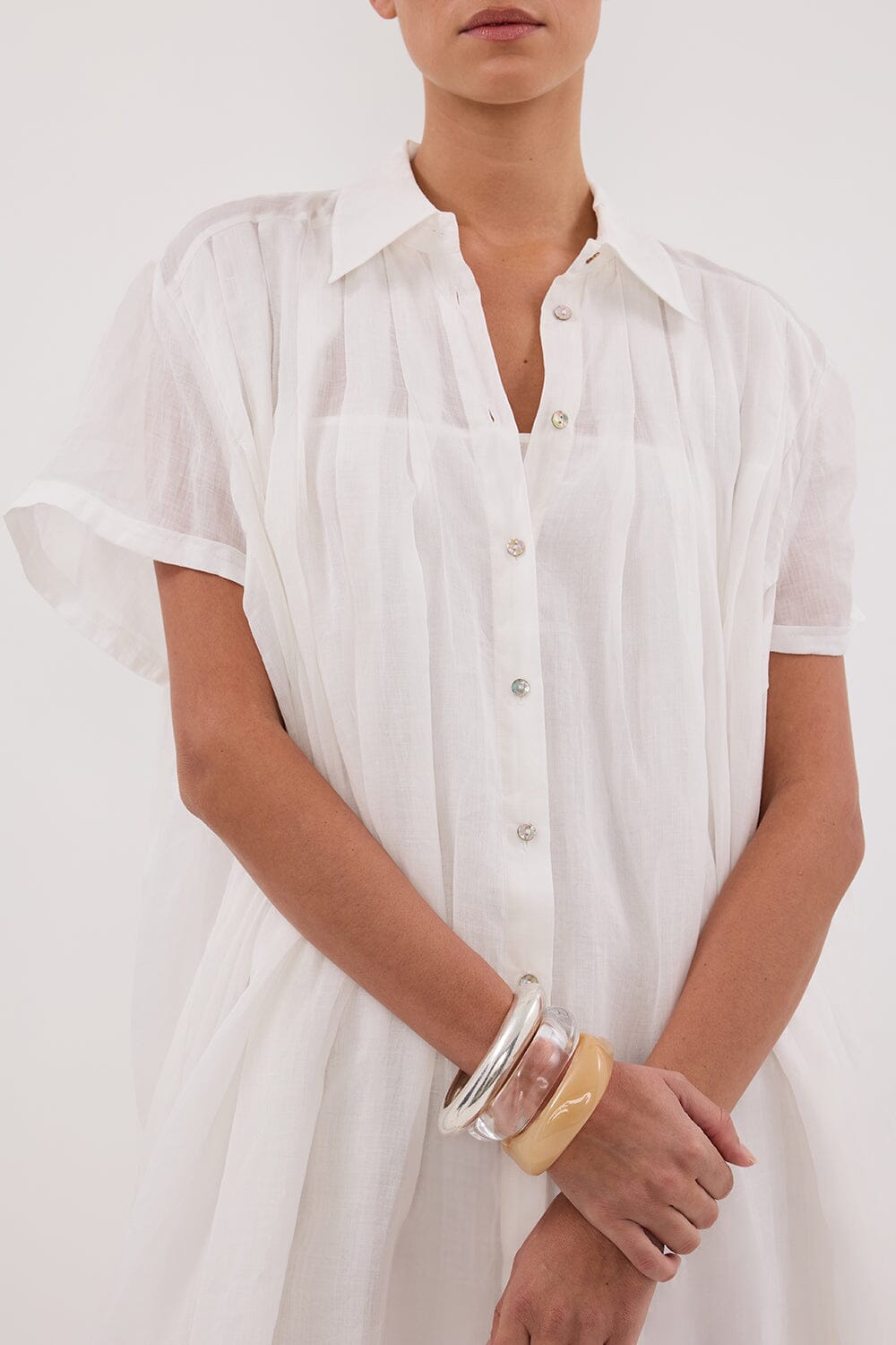 CARMEL WHITE RAMIE MINI DRESS Clothing DISSH Boutiques 