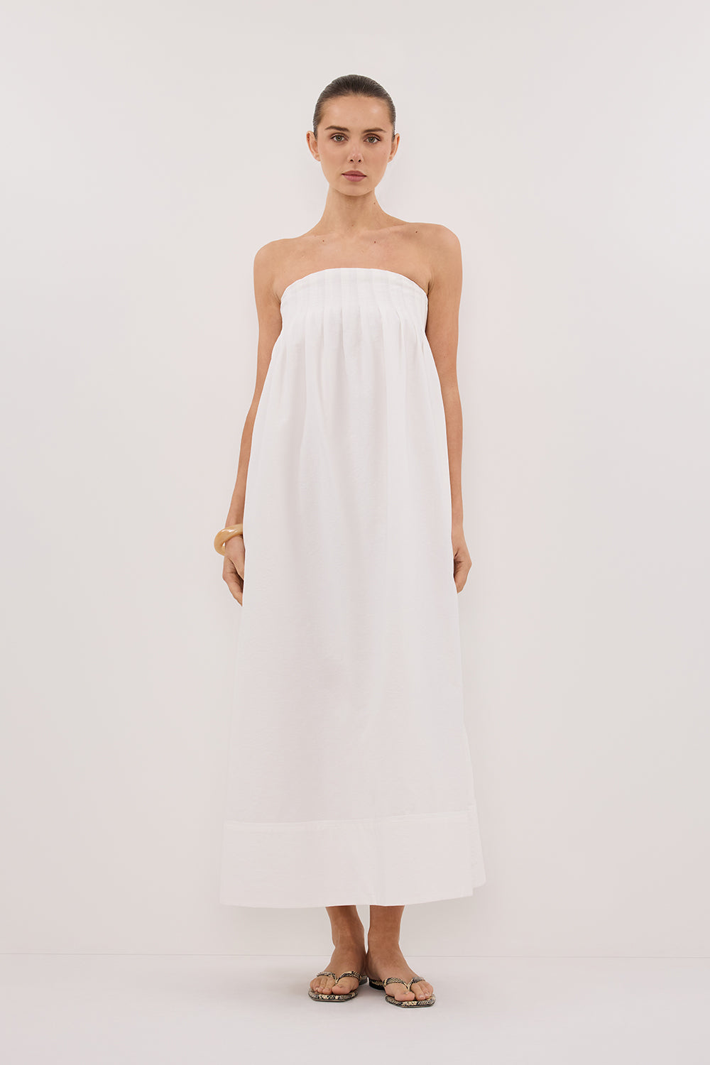 MORGAN WHITE COTTON MIDI DRESS - PRE ORDER Clothing DISSH Boutiques 6 WHITE 