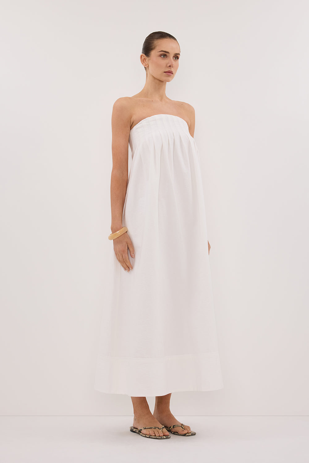 MORGAN WHITE COTTON MIDI DRESS - PRE ORDER Clothing DISSH Boutiques 
