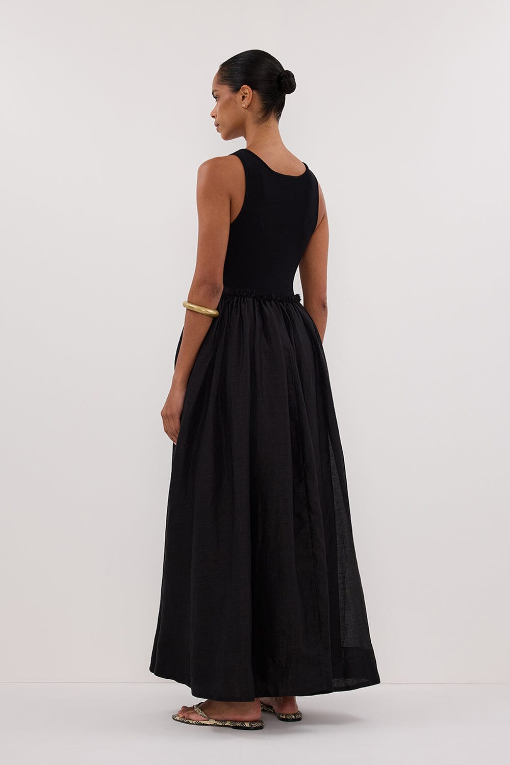 APRIL BLACK KNIT/RAMIE MIDI DRESS Clothing DISSH Boutiques 