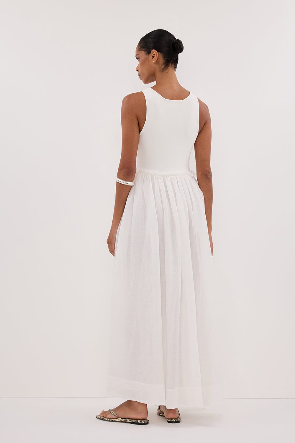 APRIL WHITE KNIT/RAMIE MIDI DRESS Clothing DISSH Boutiques 