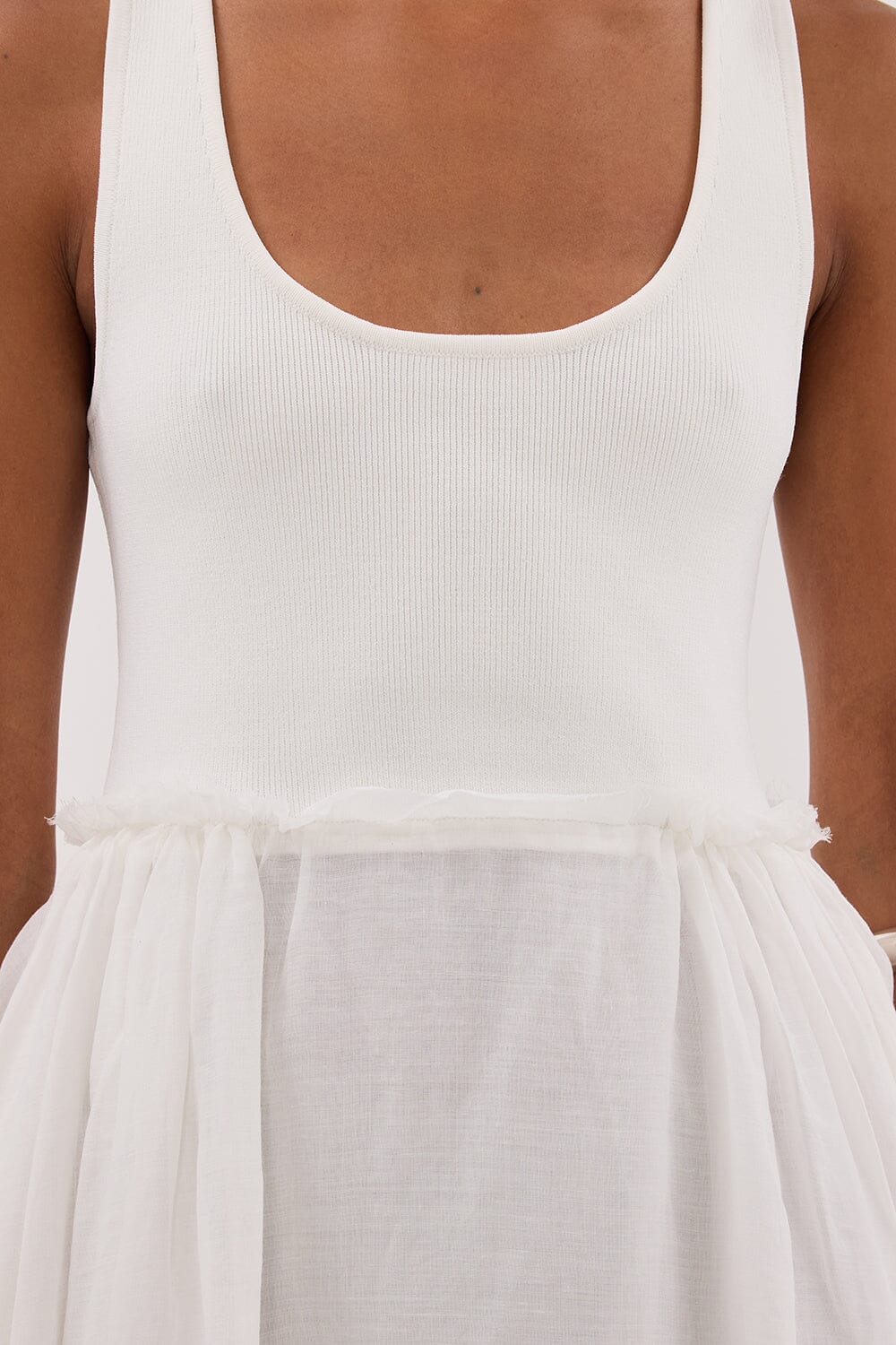 APRIL WHITE KNIT/RAMIE MIDI DRESS Clothing DISSH Boutiques 