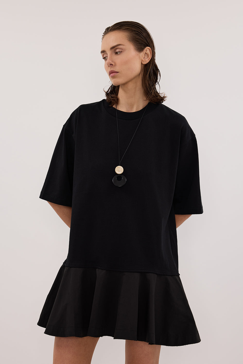 NOAH BLACK SHORT SLEEVE RUFFLE MINI DRESS Clothing DISSH Boutiques 