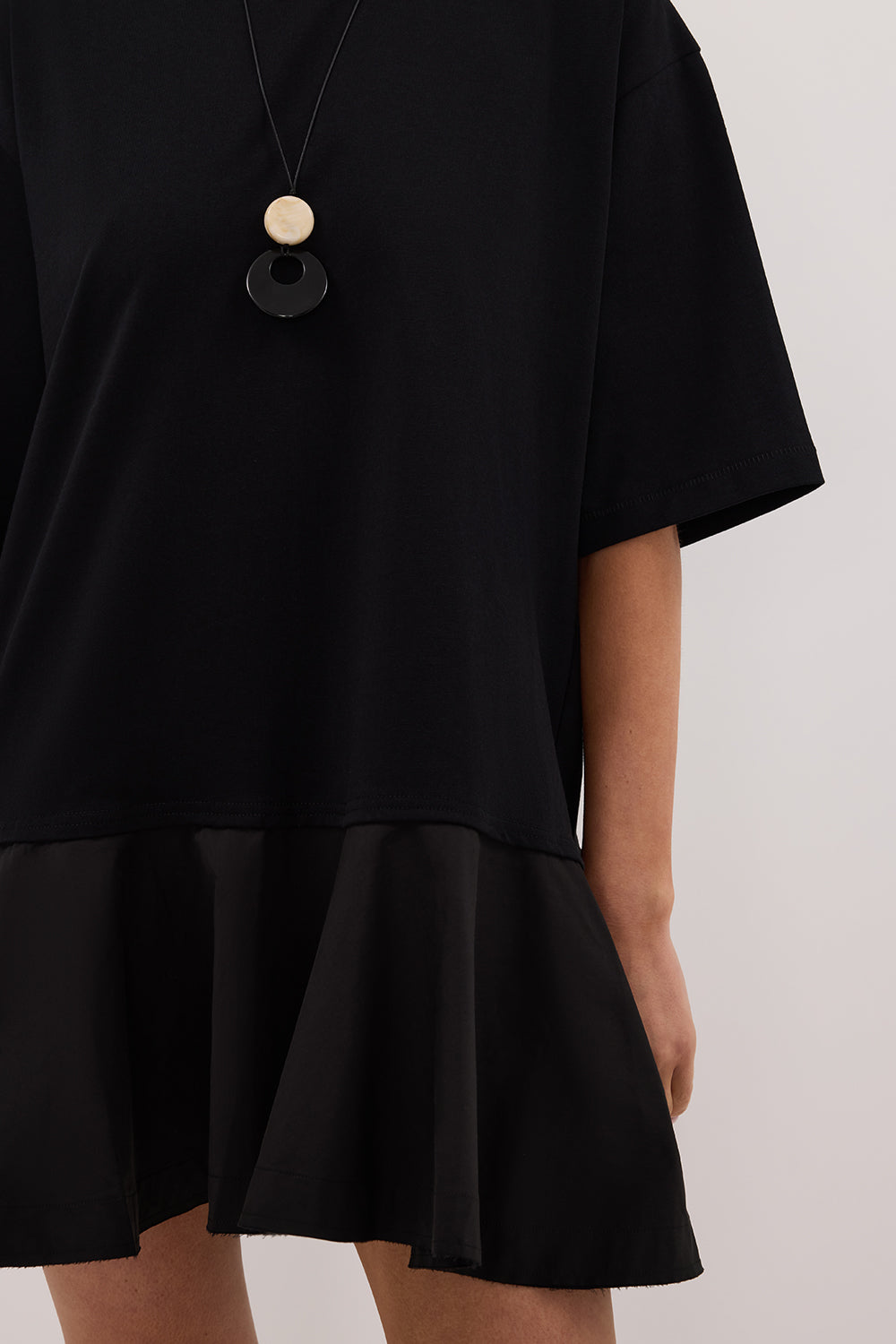 NOAH BLACK SHORT SLEEVE RUFFLE MINI DRESS Clothing DISSH Boutiques 