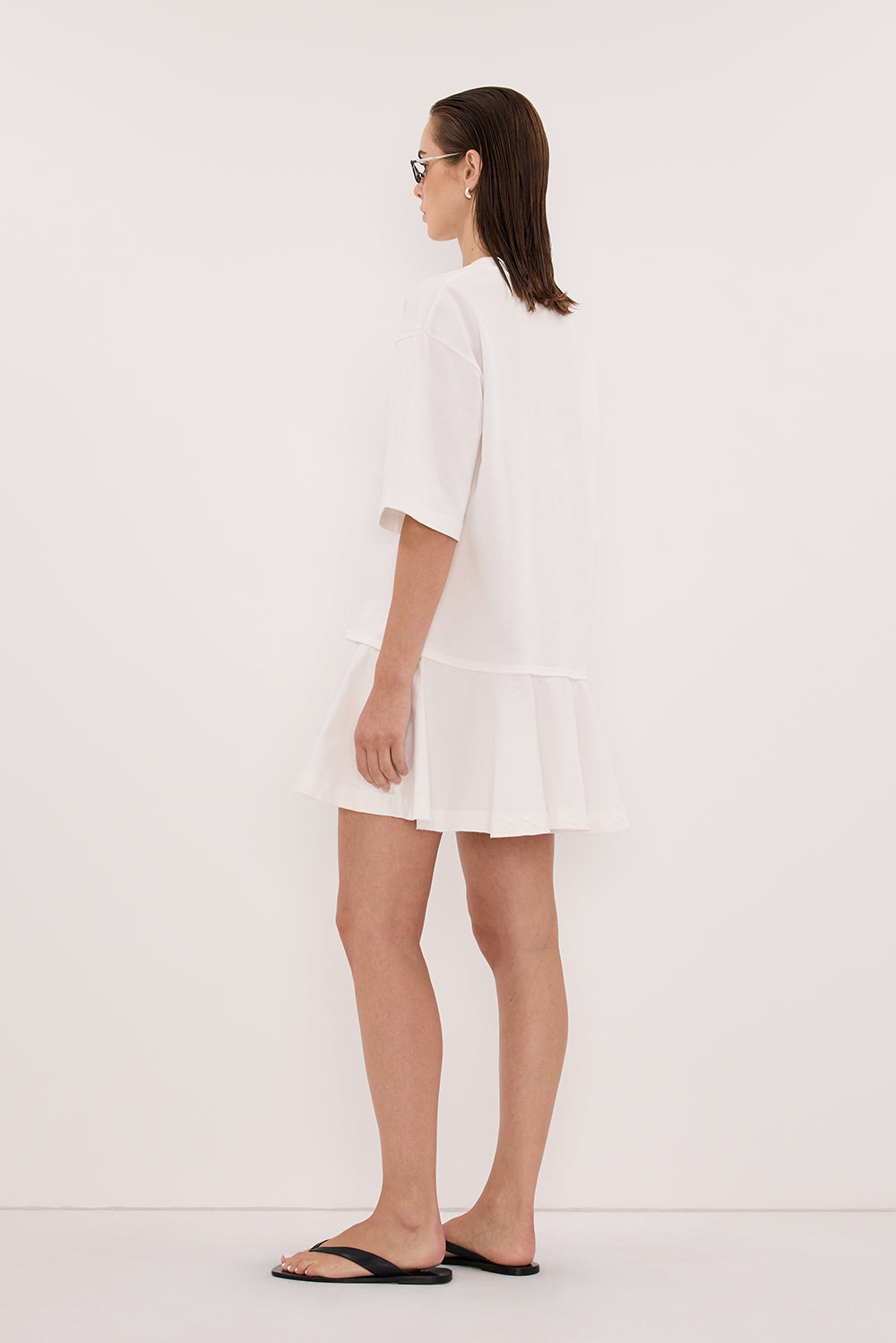 NOAH WHITE SHORT SLEEVE RUFFLE MINI DRESS Clothing DISSH Boutiques 