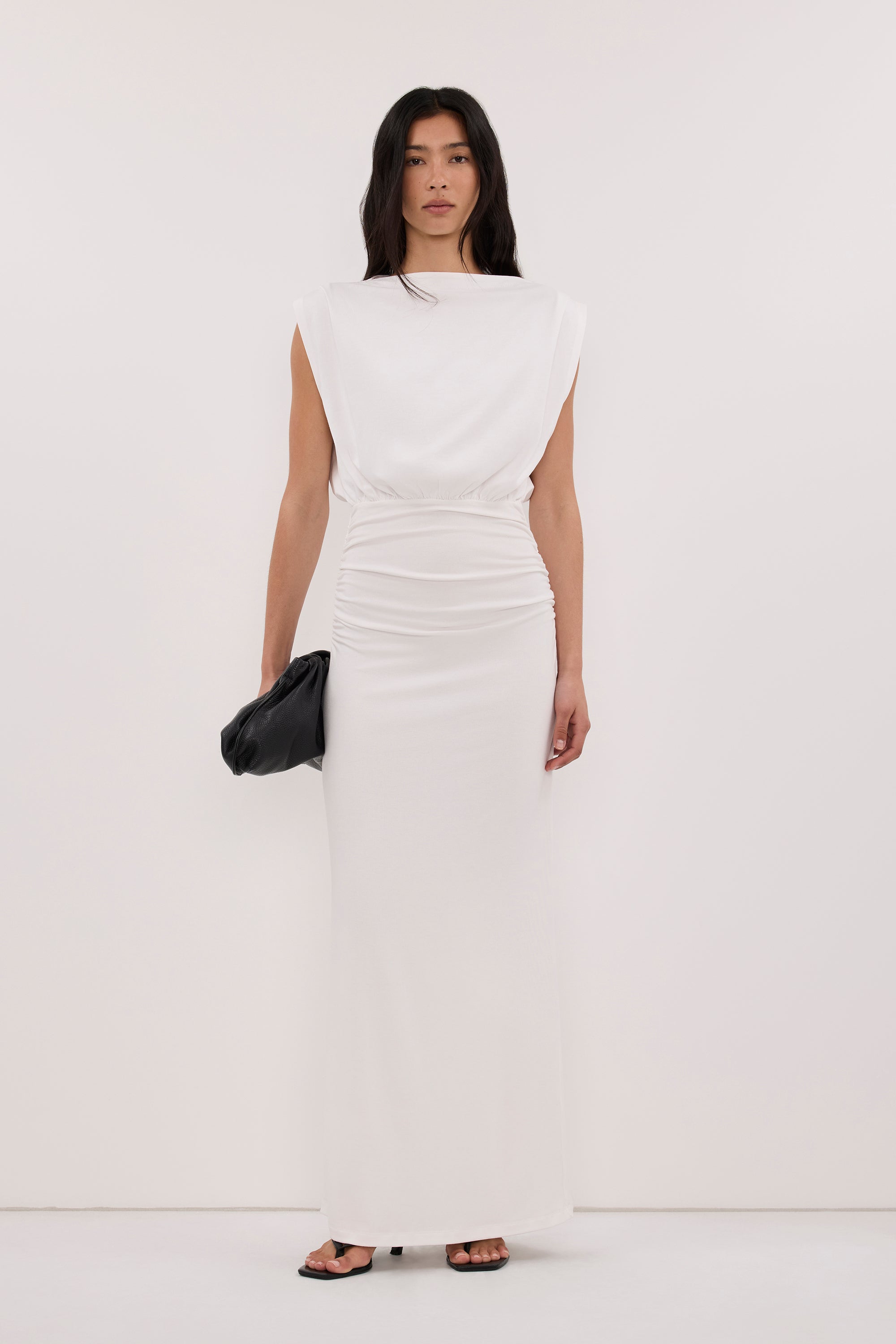 LIORA WHITE SLEEVELESS MAXI DRESS