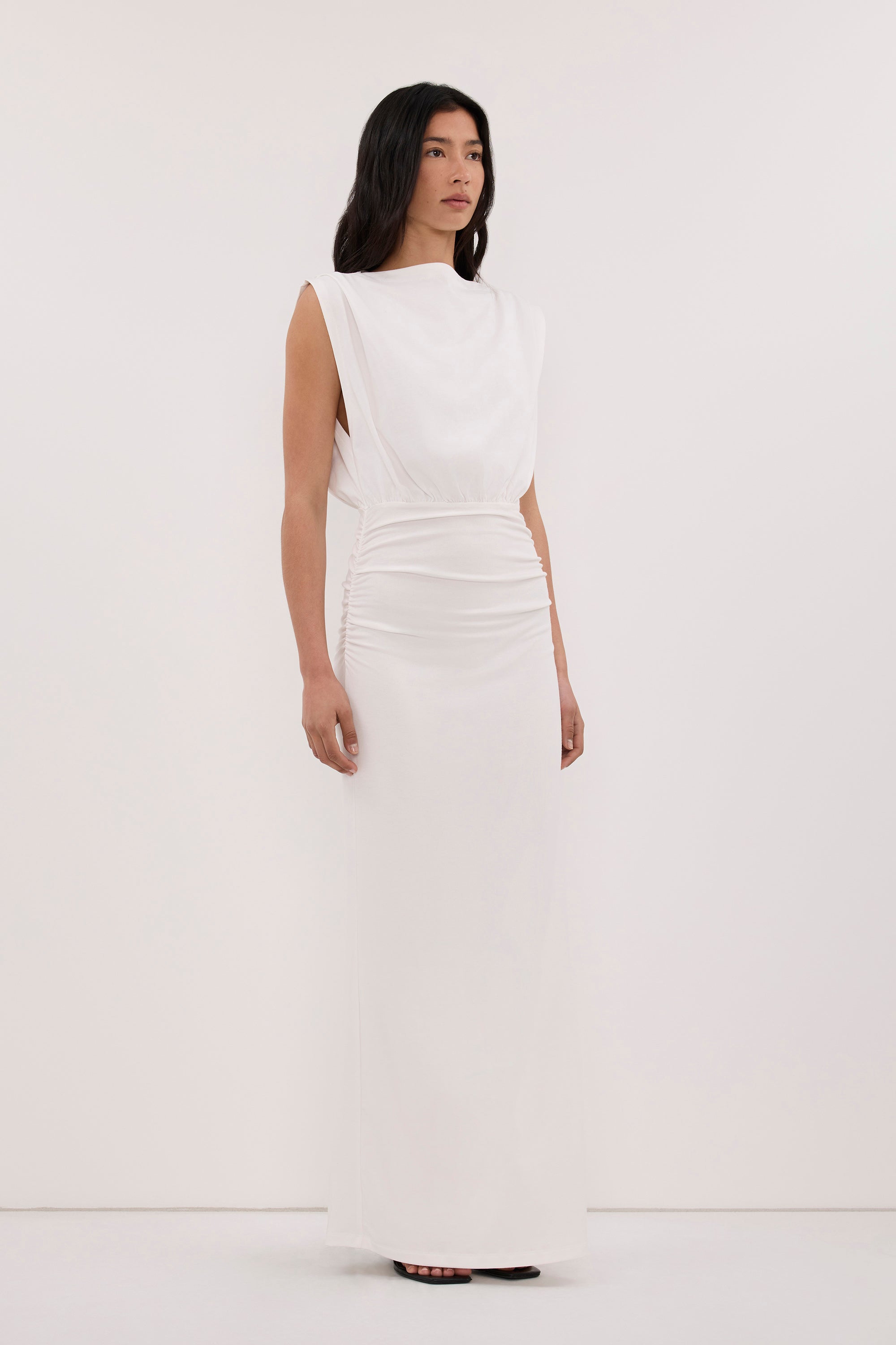 LIORA WHITE SLEEVELESS MAXI DRESS