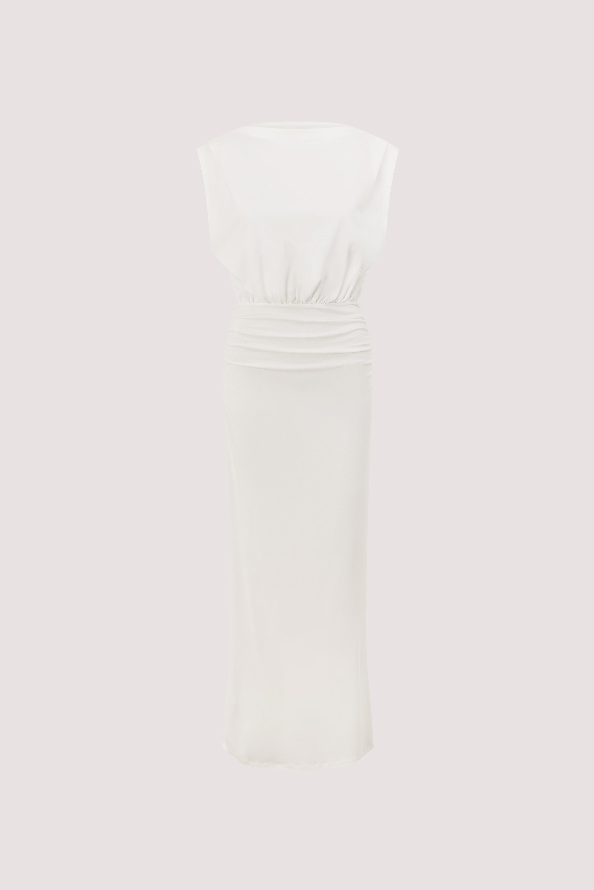 LIORA WHITE SLEEVELESS MAXI DRESS