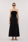 COCO BLACK STRAPLESS HYBRID MIDI DRESS