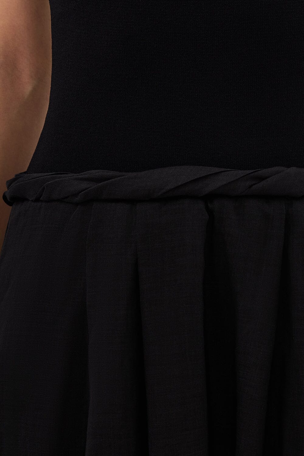 COCO BLACK STRAPLESS HYBRID MIDI DRESS Clothing DISSH Boutiques 