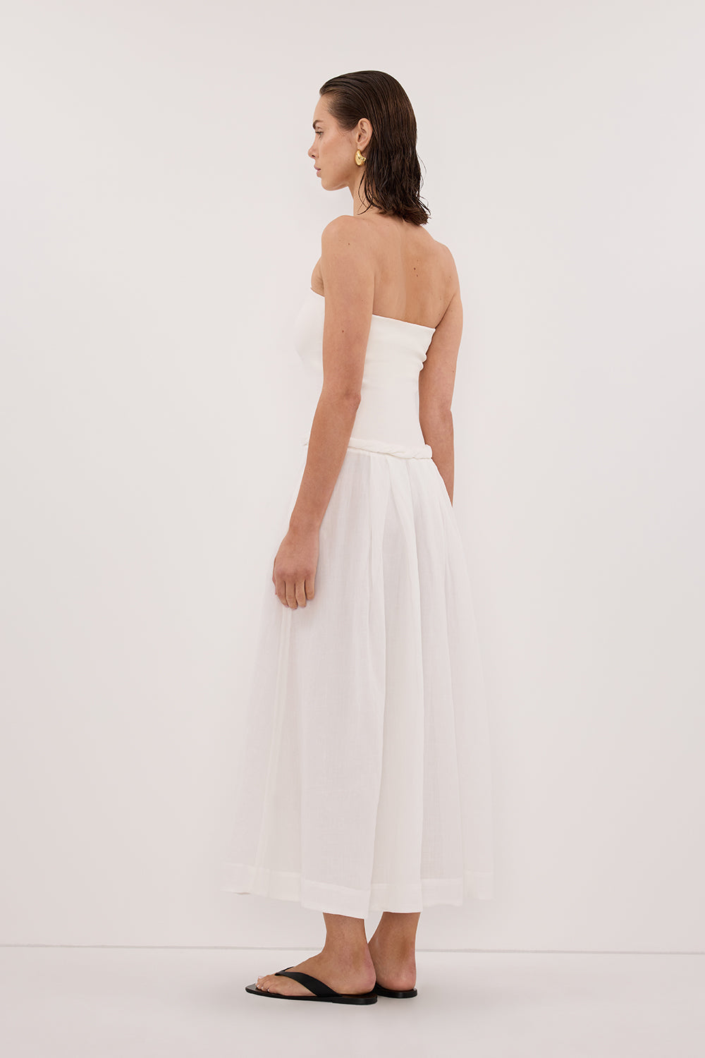 COCO WHITE HYRBID MIDI DRESS Clothing DISSH Boutiques 