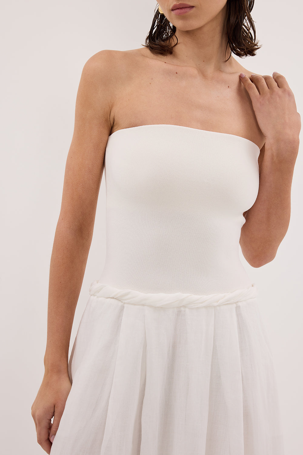 COCO WHITE HYRBID MIDI DRESS Clothing DISSH Boutiques 