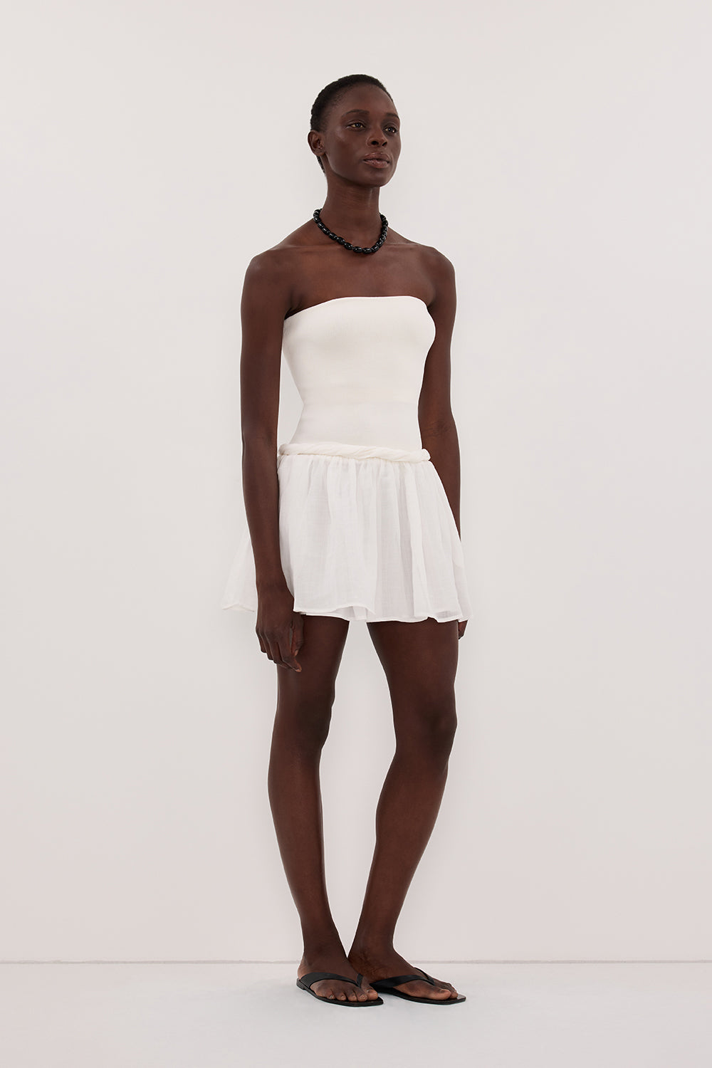 COCO WHITE HYBRID MINI DRESS Clothing DISSH Boutiques 