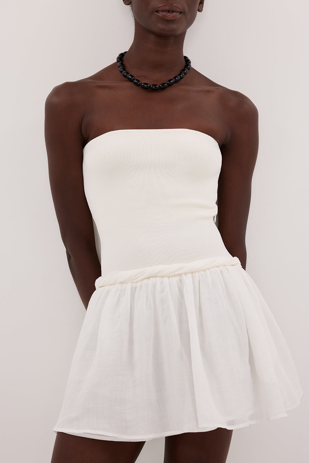 COCO WHITE HYBRID MINI DRESS Clothing DISSH Boutiques 