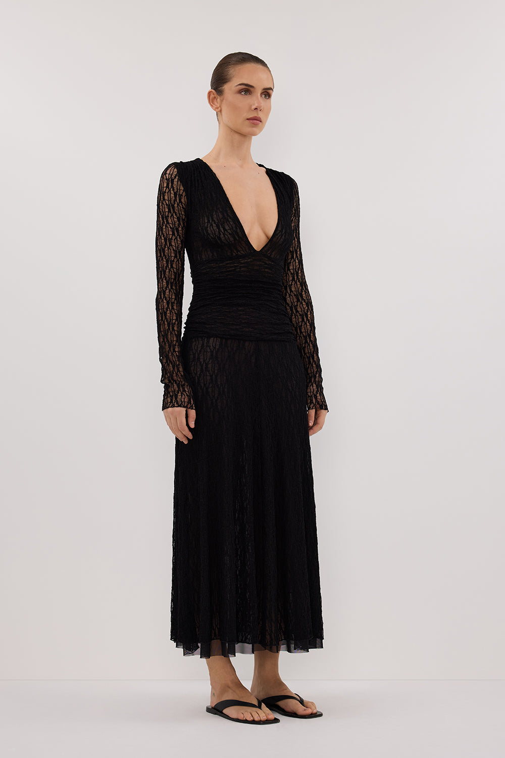 LIZZIE BLACK LACE LONG SLEEVE MAXI DRESS Clothing DISSH Boutiques 