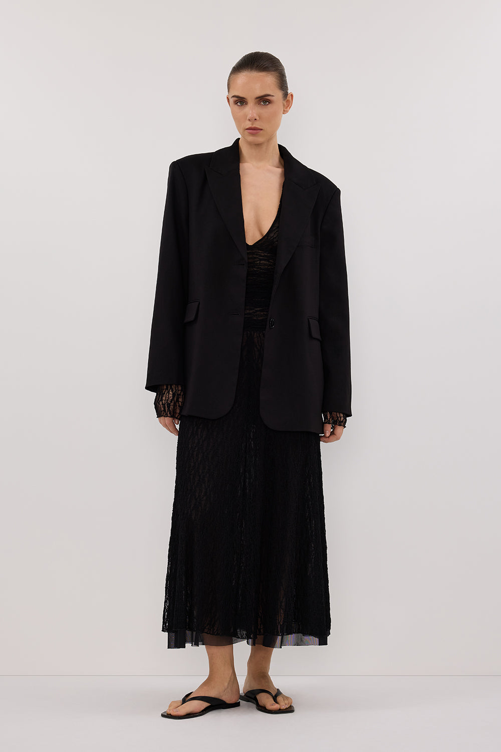 LIZZIE BLACK LACE LONG SLEEVE MAXI DRESS Clothing DISSH Boutiques 
