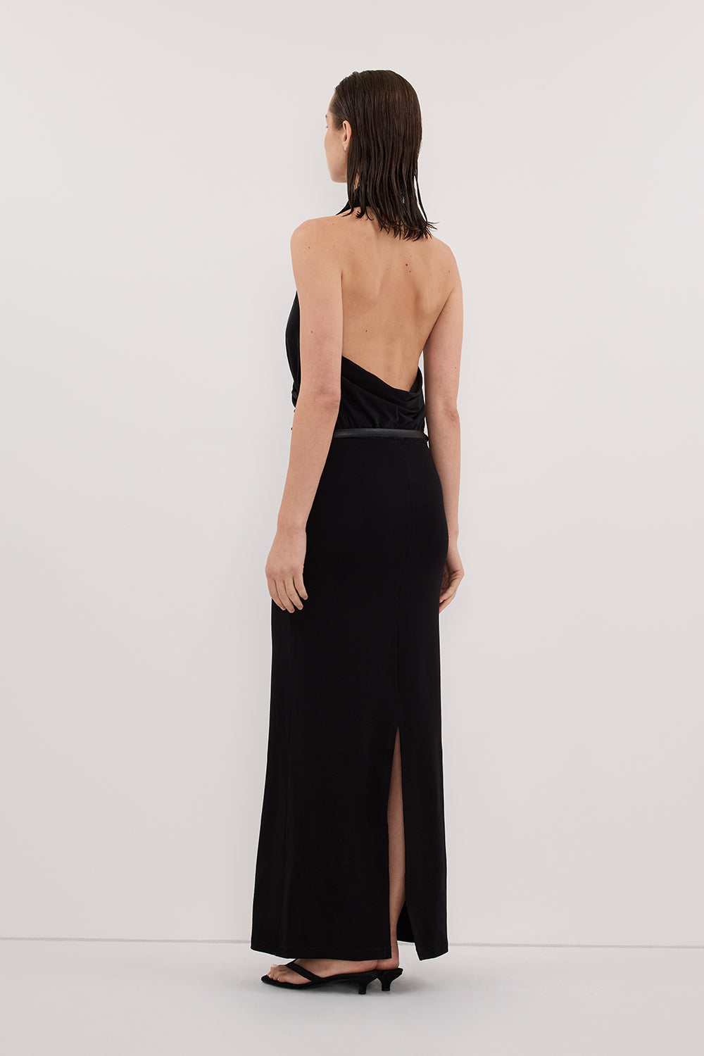 FELICITY BLACK SLEEVELESS HALTER MIDI DRESS Clothing DISSH Boutiques 