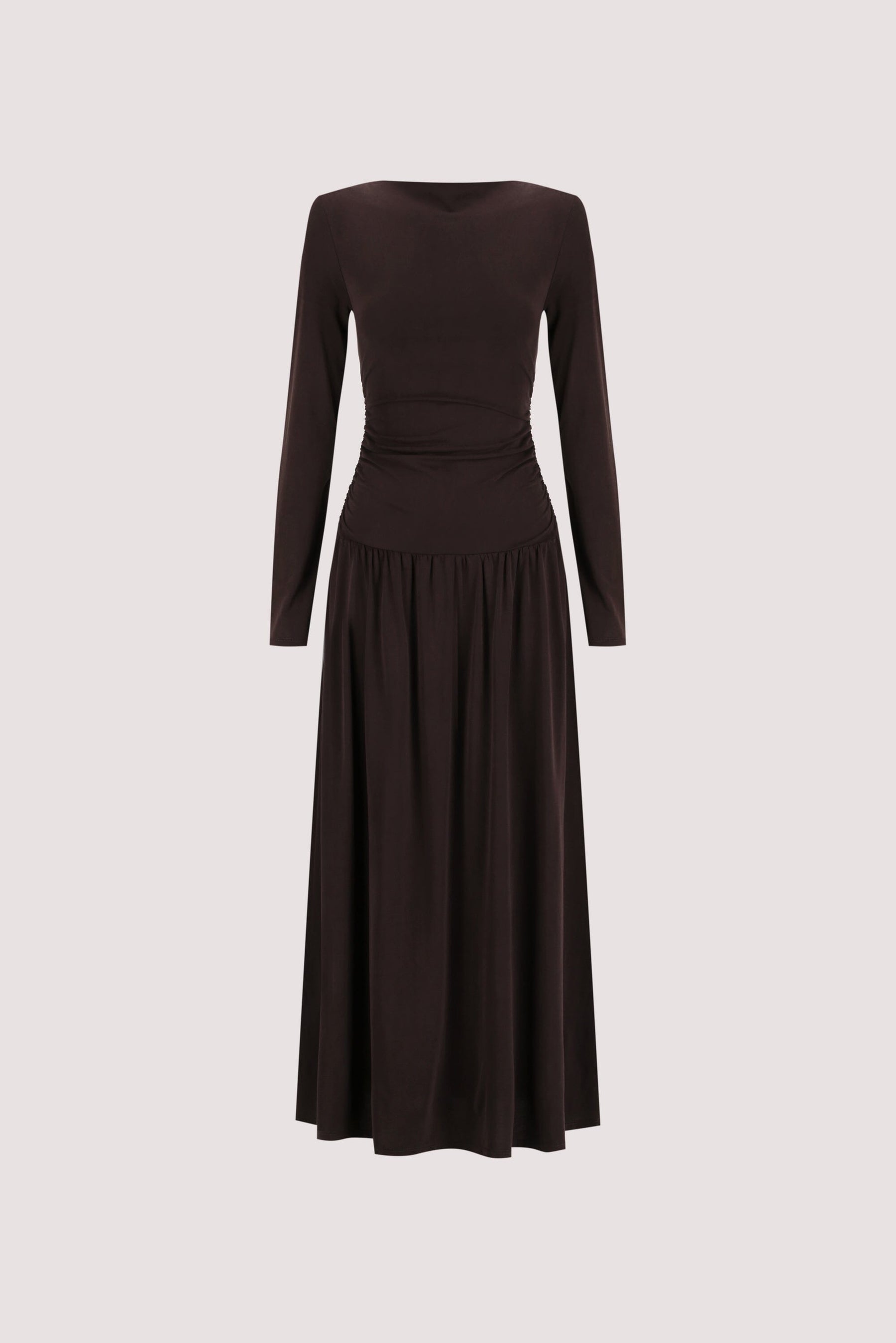 MEG BURNT CHOC LONG SLEEVE KNIT MIDI DRESS Clothing DISSH Boutiques 