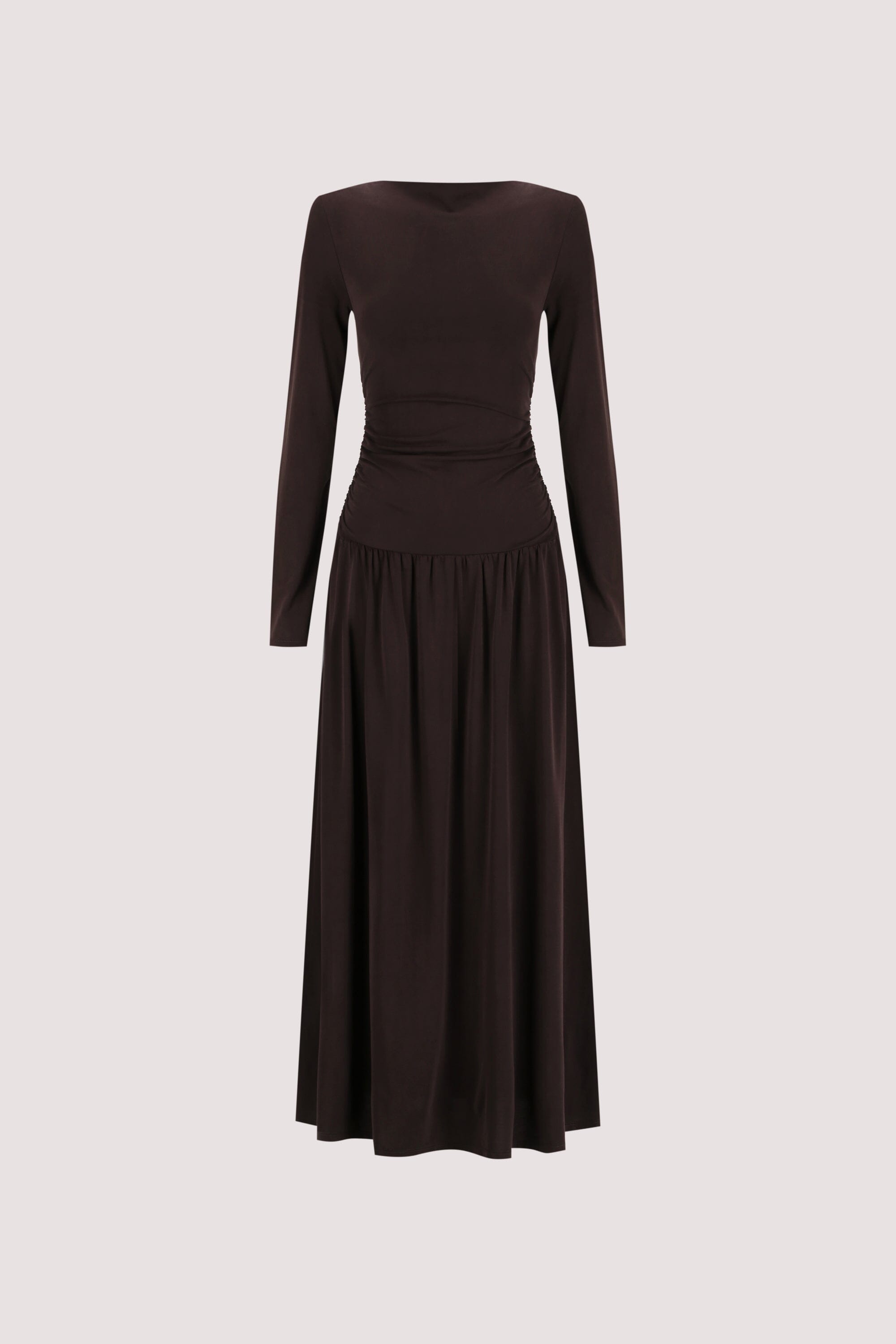 MEG BURNT CHOC LONG SLEEVE KNIT MIDI DRESS Clothing DISSH Boutiques 