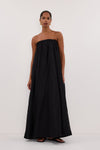 ELBA BLACK SHEER STRAPLESS MIDI DRESS