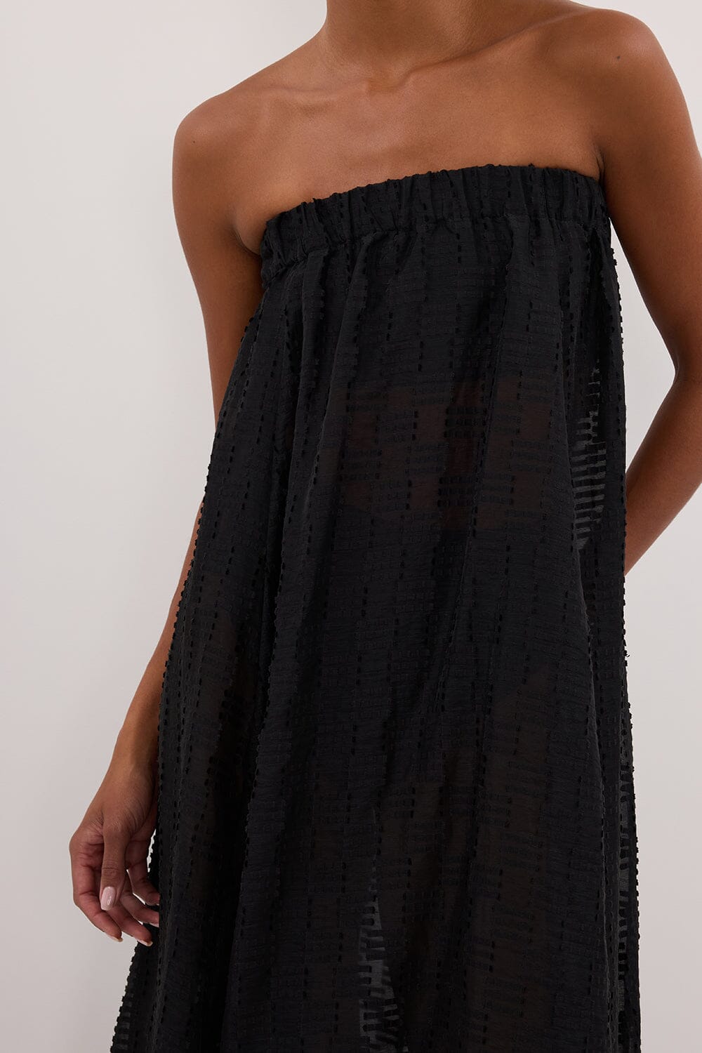 ELBA BLACK SHEER STRAPLESS DRESS Clothing DISSH Boutiques 
