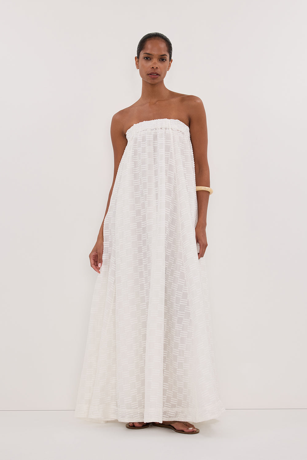 ELBA WHITE SHEER STRAPLESS DRESS Clothing DISSH Boutiques 6 WHITE 