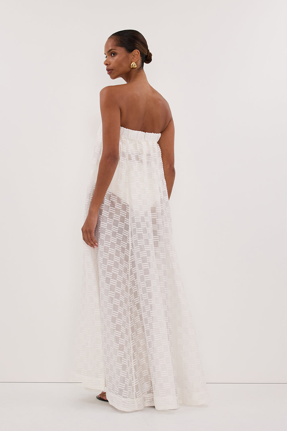 ELBA WHITE SHEER STRAPLESS DRESS Clothing DISSH Boutiques 