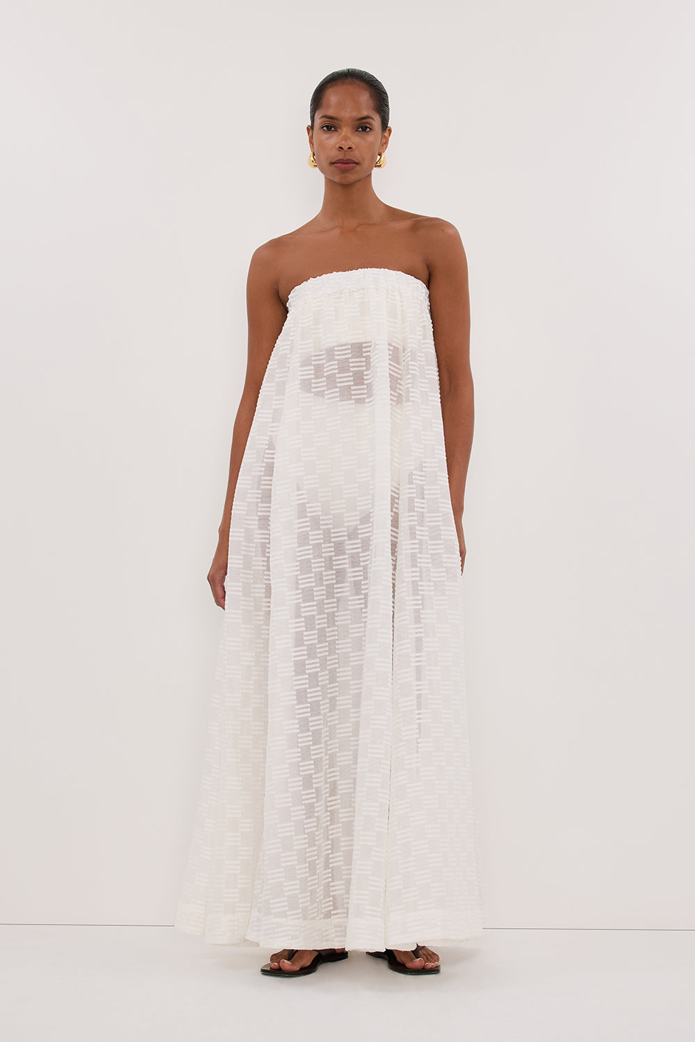 ELBA WHITE SHEER STRAPLESS DRESS Clothing DISSH Boutiques 