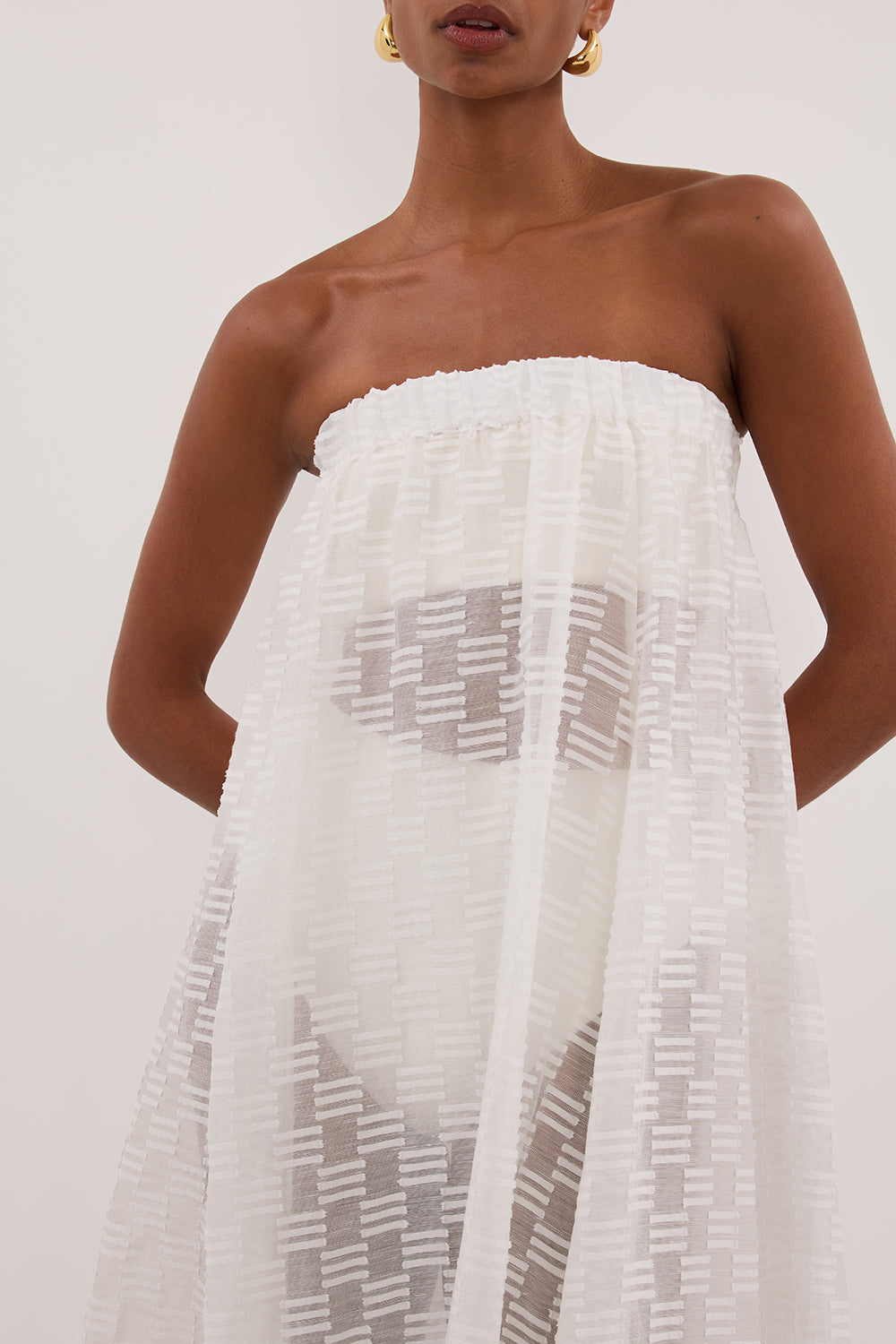 ELBA WHITE SHEER STRAPLESS DRESS Clothing DISSH Boutiques 