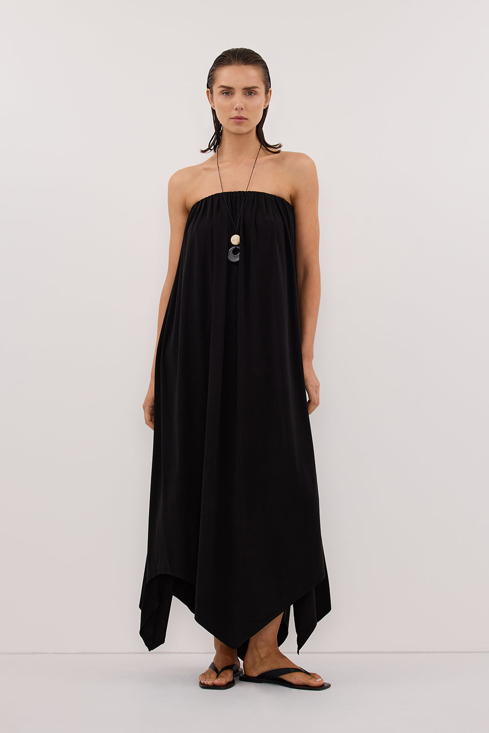 AVA BLACK STRAPELESS MIDI DRESS - PRE ORDER Clothing DISSH Boutiques XS BLACK 