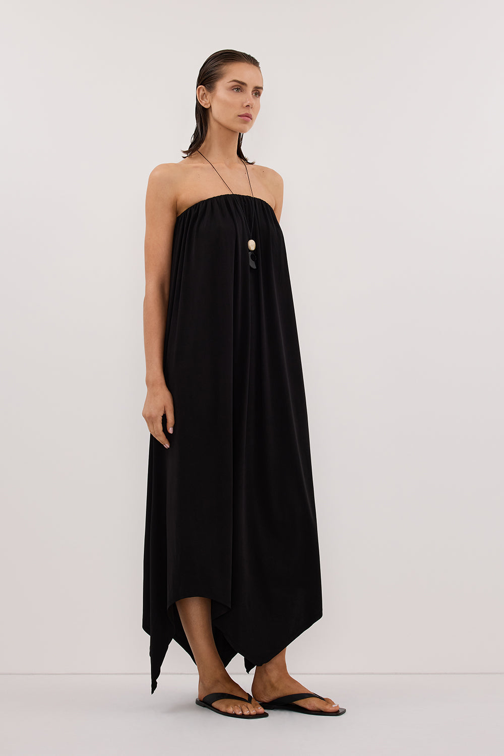 AVA BLACK STRAPELESS MIDI DRESS - PRE ORDER Clothing DISSH Boutiques 