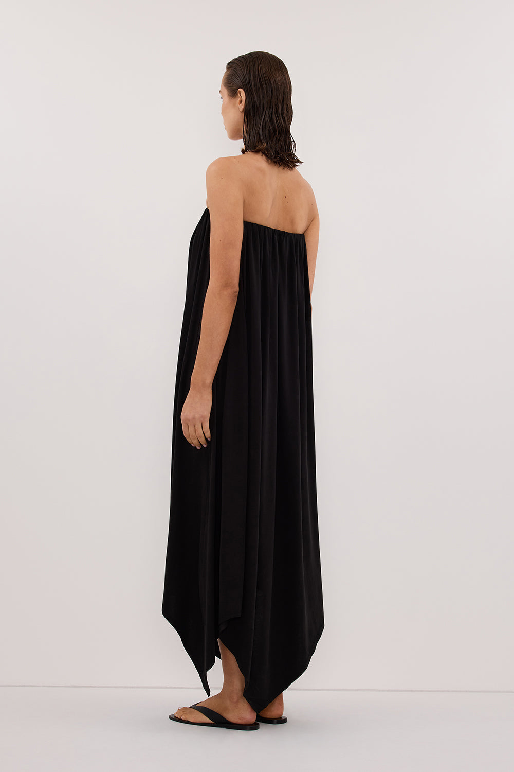 AVA BLACK STRAPELESS MIDI DRESS - PRE ORDER Clothing DISSH Boutiques 