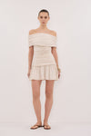 FEZ BONE OFF SHOULDER MINI DRESS
