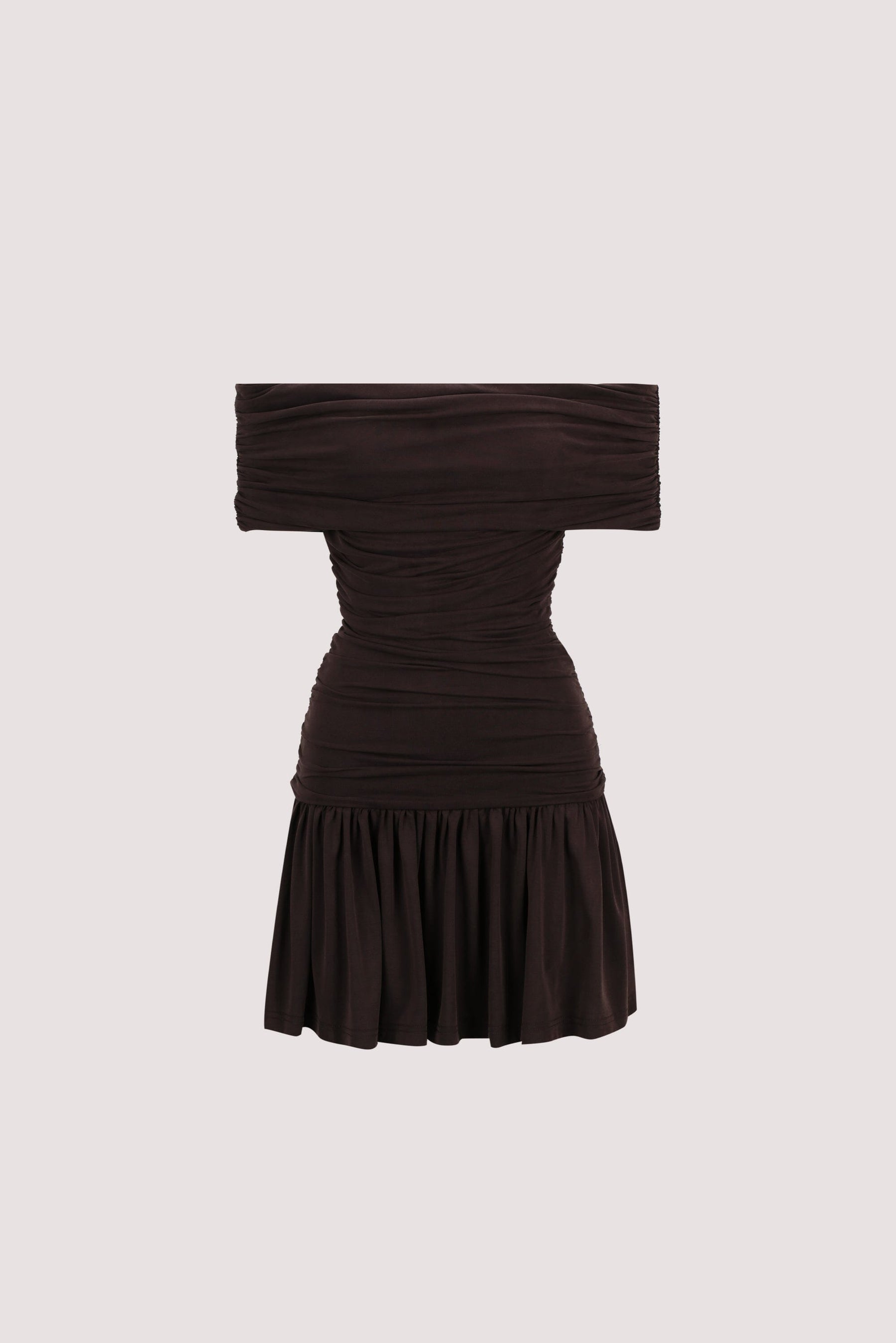 FEZ BURNT CHOC OFF SHOULDER MINI DRESS Clothing DISSH Boutiques 