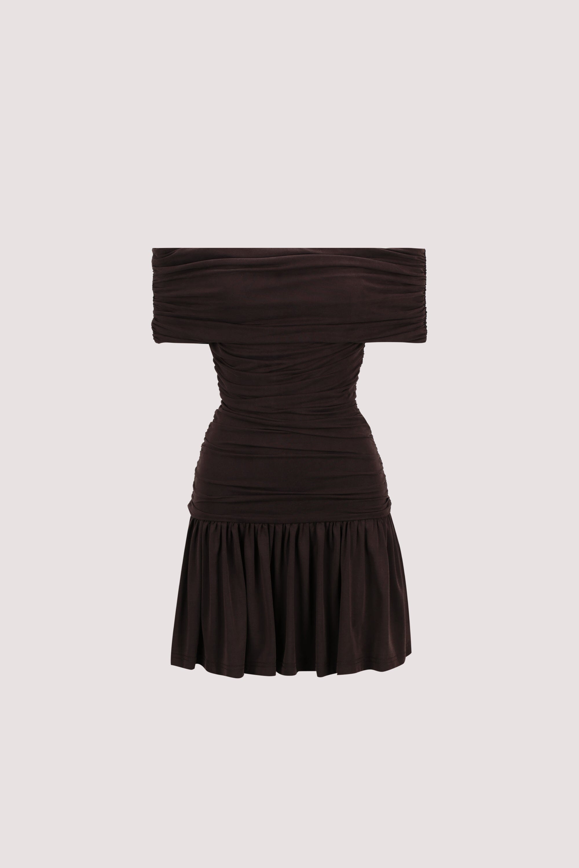 FEZ BURNT CHOC OFF SHOULDER MINI DRESS Clothing DISSH Boutiques 