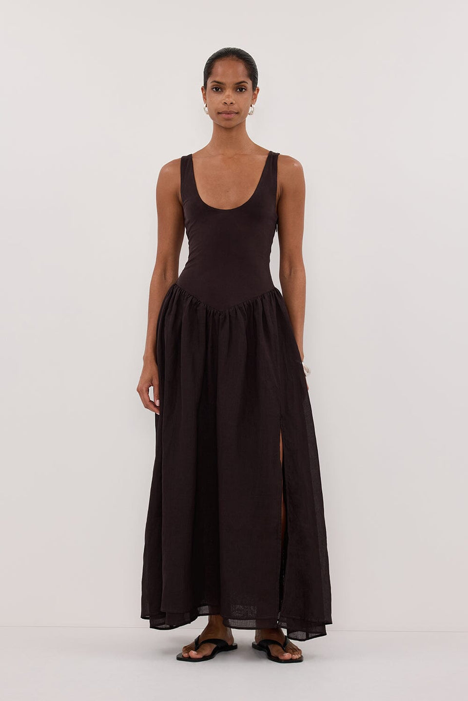 SKYLER BURNT CHOC HYRBID MIDI DRESS Clothing DISSH Boutiques 