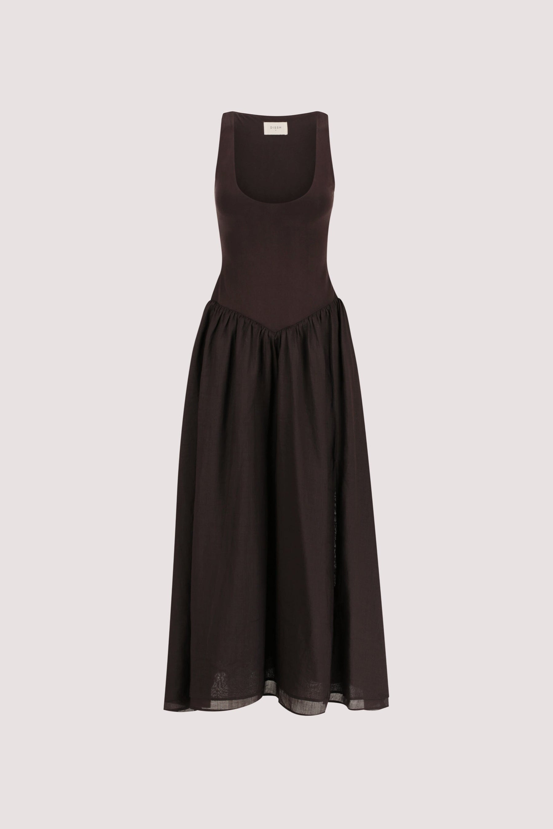 SKYLER BURNT CHOC HYBRID MIDI DRESS Clothing DISSH Boutiques 